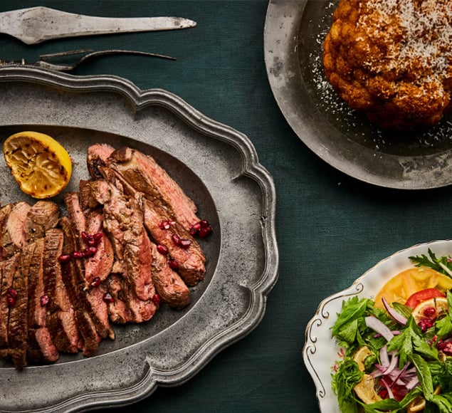 Butterflied Lamb Leg with Roasted Cauliflower and Zesty Salad